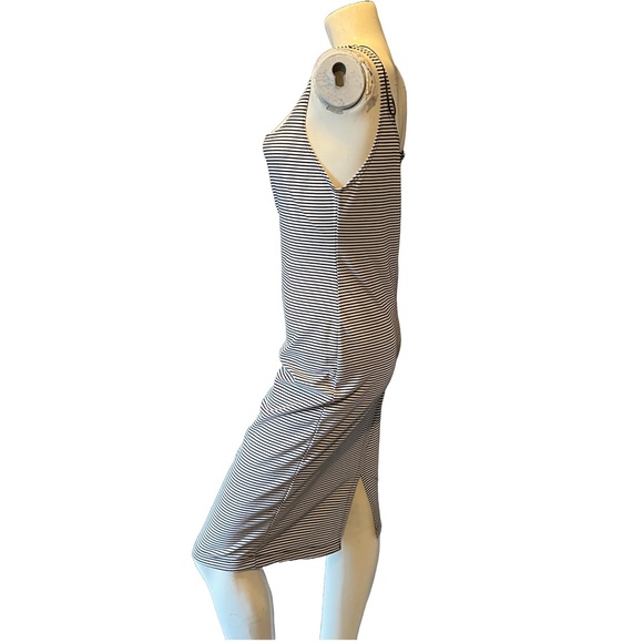 zara trafaluc bodycon dress black white horizontal stripe size large - Picture 4 of 7